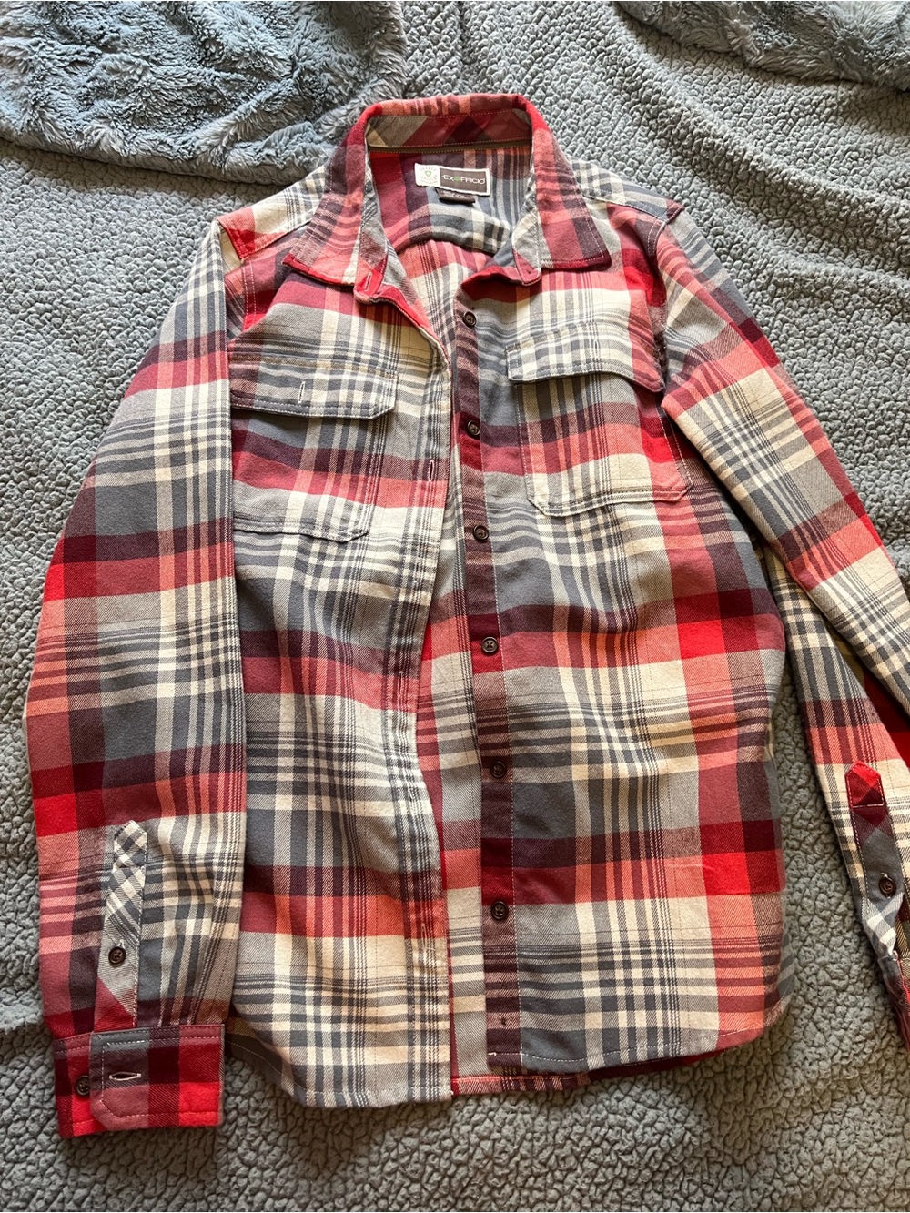 ExOfficio Women's Red and Gray Plaid Flannel - Insect Shield